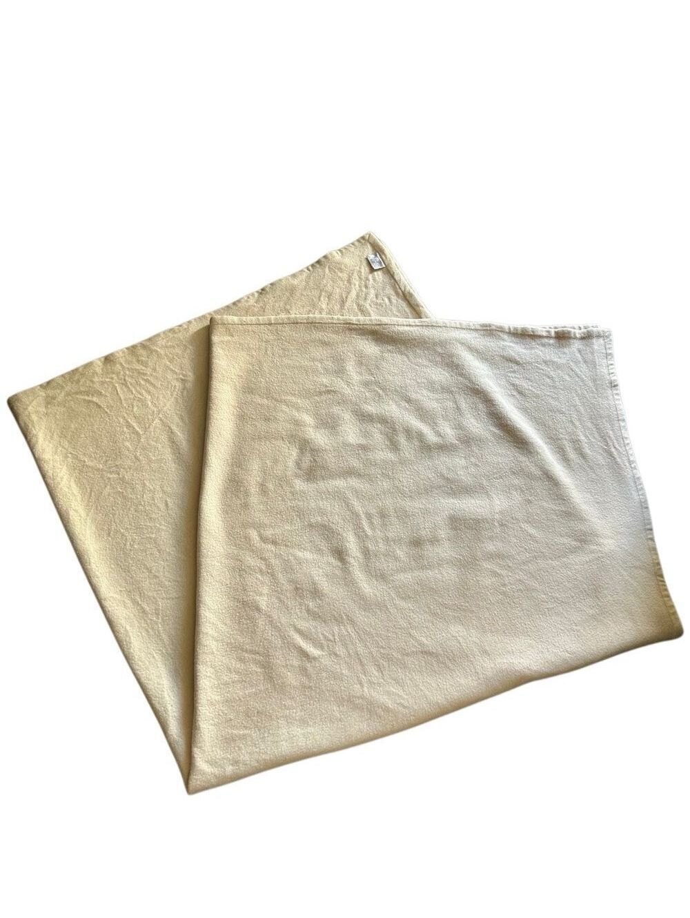 Vintage Virgin Wool cream Ivory Luxury Thick Heavy Blanket Frontgate 84 x 84 F